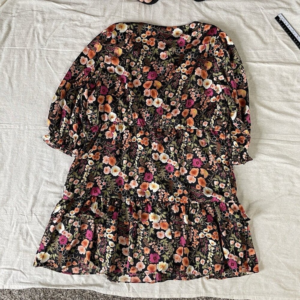 Melonie T Womens 3/4 Sleeve Floral Fit & Flare Midi Dress Petite 14‎ Black Spice - Picture 2 of 12